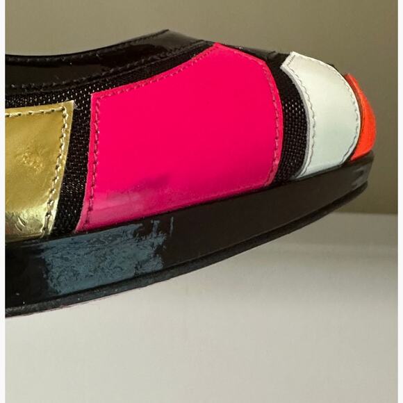 Christian Louboutin Astrogirl Patent Colorblock Heels Black Pink Gold 38 - Picture 11 of 15